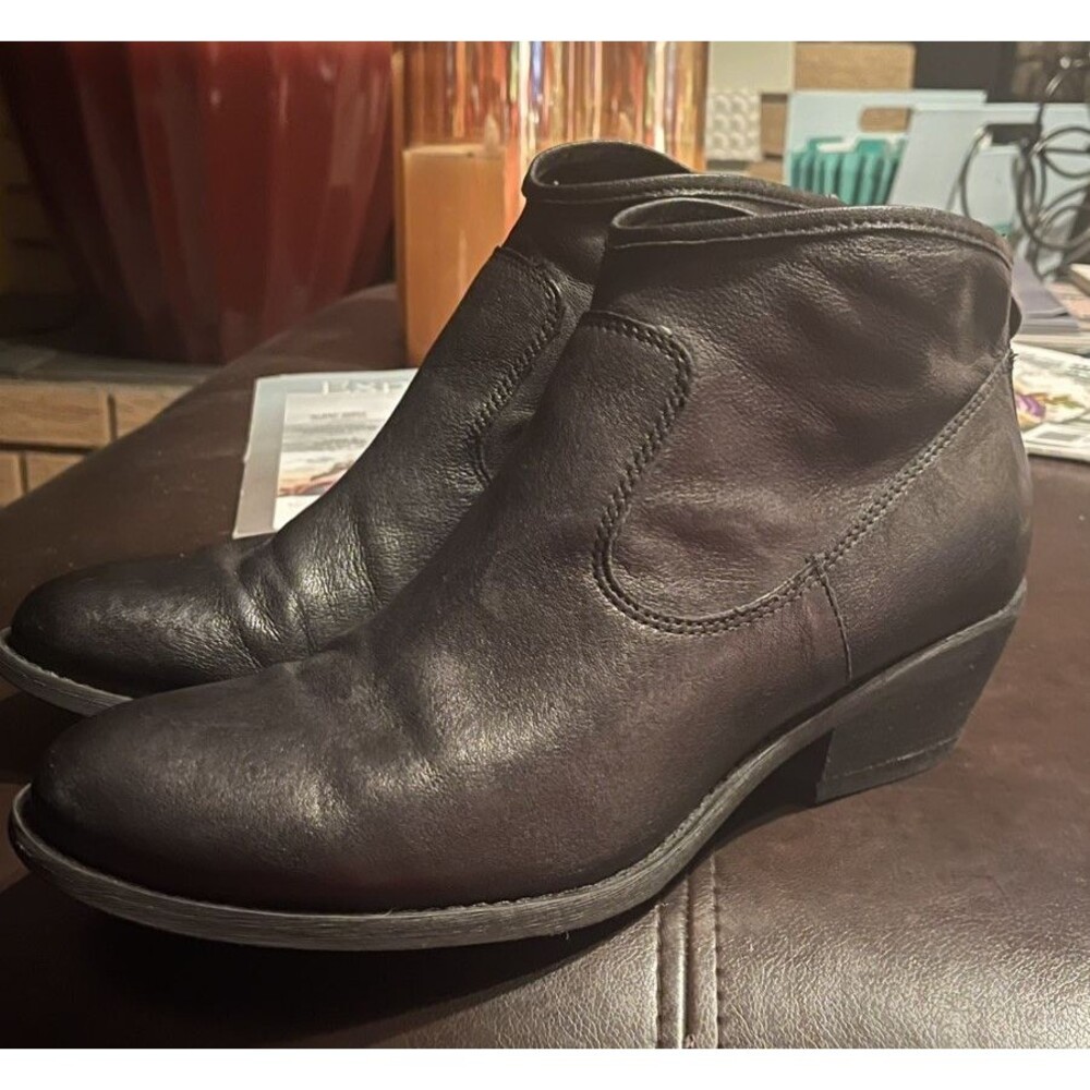 Sofft Aisley Black Italian Leather Zipper Ankle Boots Western Women’s Size 11